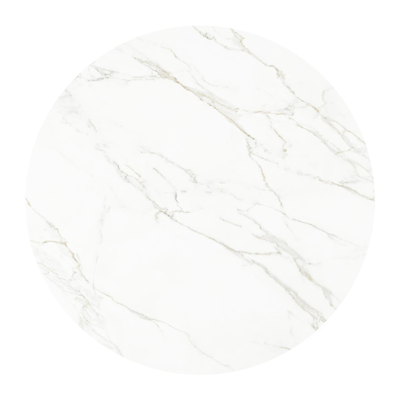 Donato tuintafel in wit aluminium en volkeramiek calacatta - Dia. 148 x H 75 cm