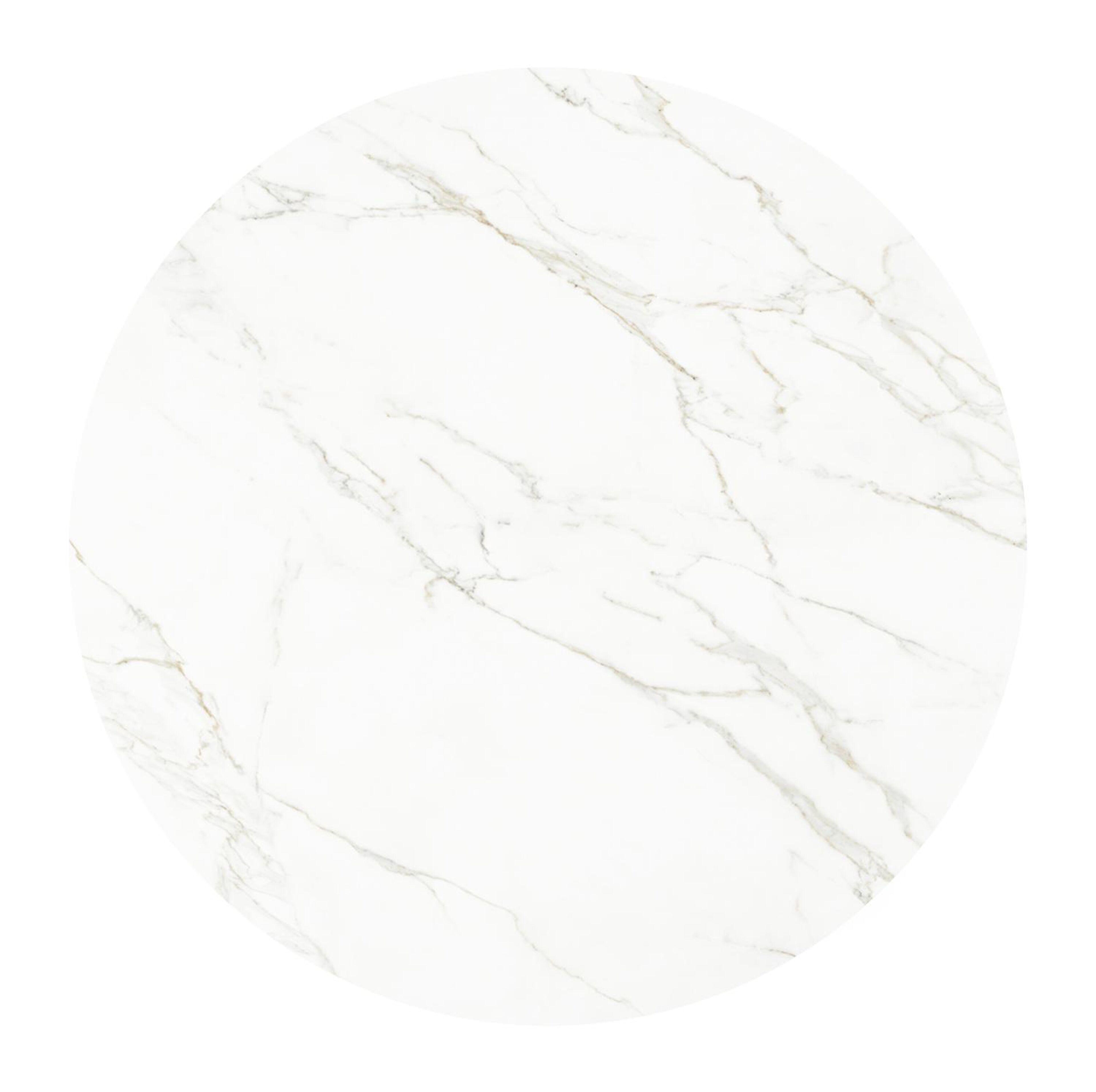 Table de jardin Donato en aluminium blanc et céramique pleine calacatta - Dia. 148 x H 75 cm