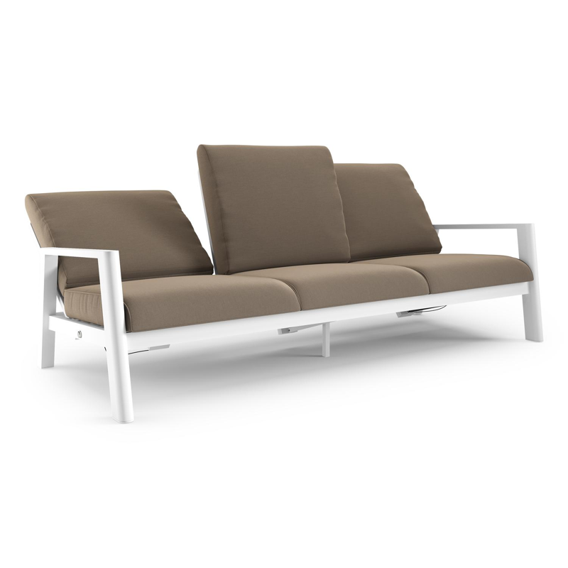 Cirello loungebank in wit aluminium met natte heather grey all weather sunbrella® luxe kussen