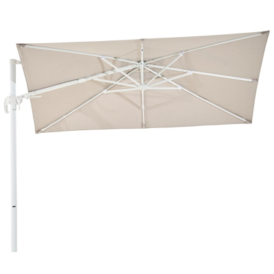 Avola zweefparasol met tiltfunctie in wit aluminium met natte graumel chalk all weather sunbrella® premium parasoldoek - L1 200 x L2 300 cm (zonder voet)