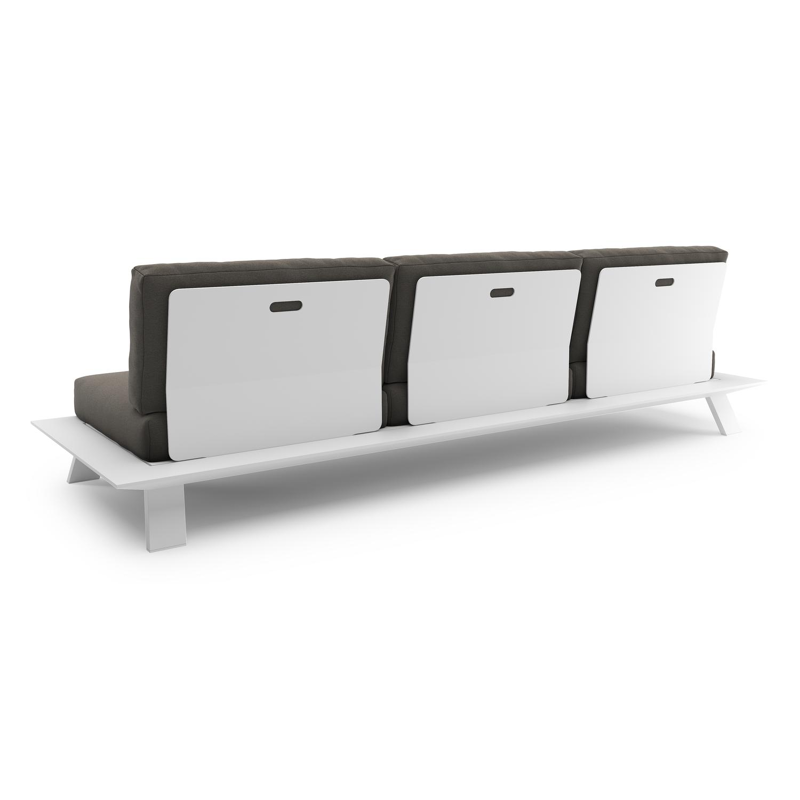 Cesano loungebank in wit aluminium met natte dark taupe all weather Sunbrella® luxe kussen