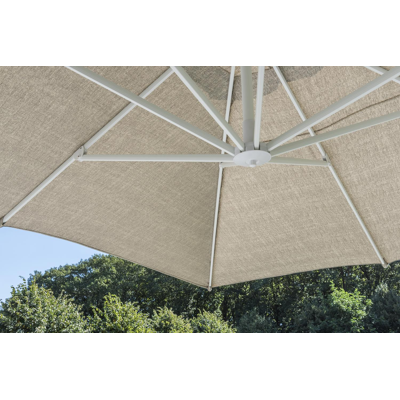Rufina zweefparasol in wit aluminium met chartres pewter all weather sunbrella® luxe parasoldoek - L1: 300 x L2: 400 cm (zonder voet)