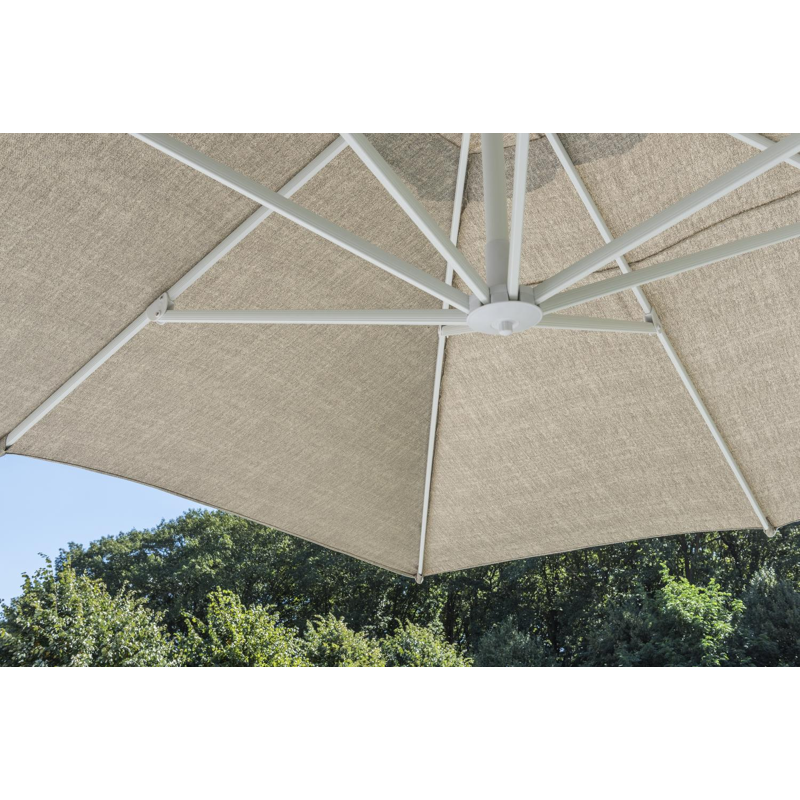 Rufina zweefparasol in wit aluminium met chartres pewter all weather sunbrella® luxe parasoldoek - L1: 300 x L2: 400 cm (zonder voet)