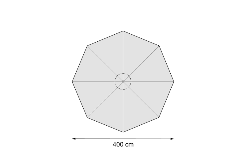 Solino staanparasol in zwart aluminium met zwart all weather sunbrella® Premium parasoldoek - Dia. 400 cm (zonder voet)