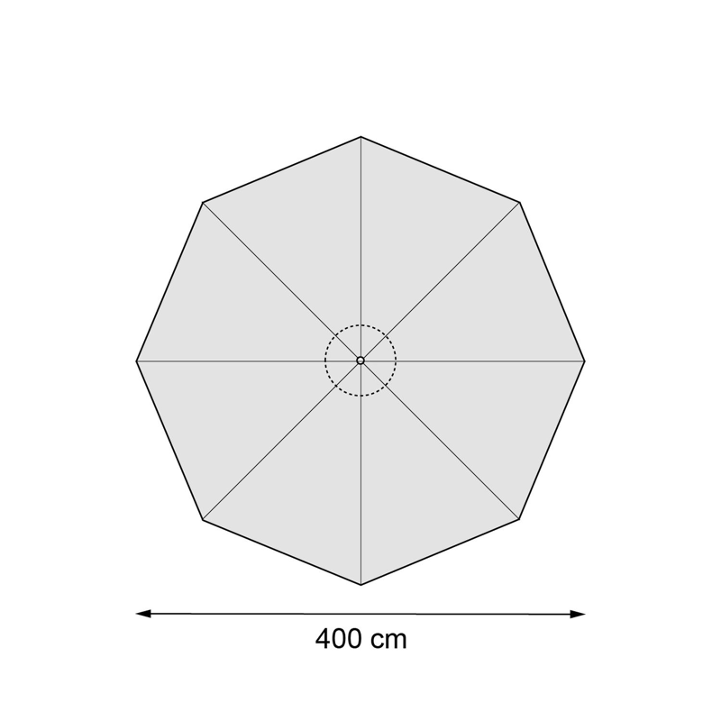 Solino staanparasol in zwart aluminium met zwart all weather sunbrella® premium parasoldoek - Dia. 400 cm (met voet)