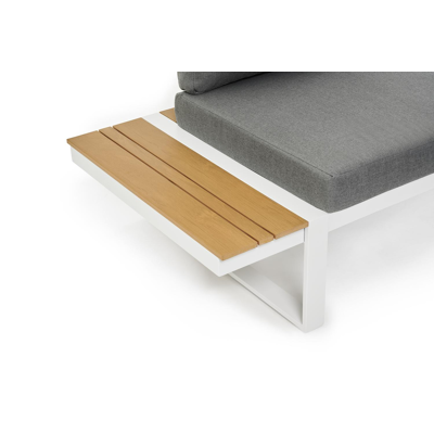 Merida loungehoek in wit aluminium en polywood met grijs polyester kussen en loungetafel