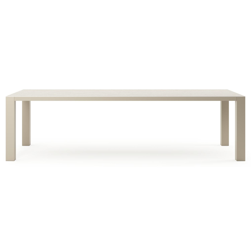 Table de jardin Nano rectangulaire en aluminium beige et céramique Shilin Lg. 280 x Lrg. 110 x Haut. 75 cm