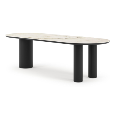 Organo tuintafel ovaal in zwart aluminium en volkeramiek  colorado dunes - L 260 x B 100 x H 74 cm