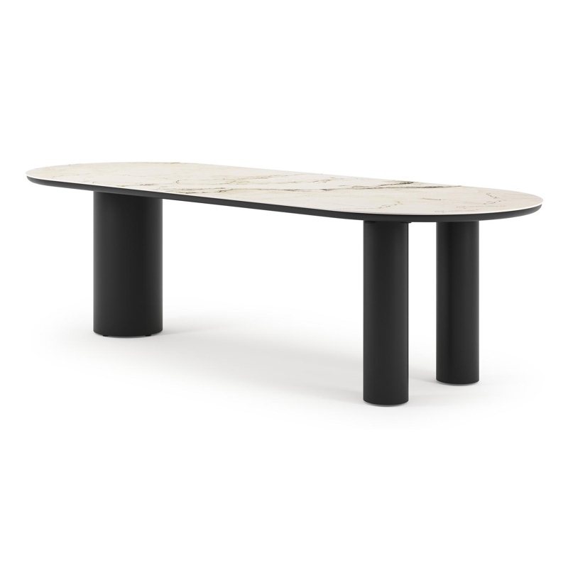 Organo tuintafel ovaal in zwart aluminium en volkeramiek  colorado dunes - L 260 x B 100 x H 74 cm