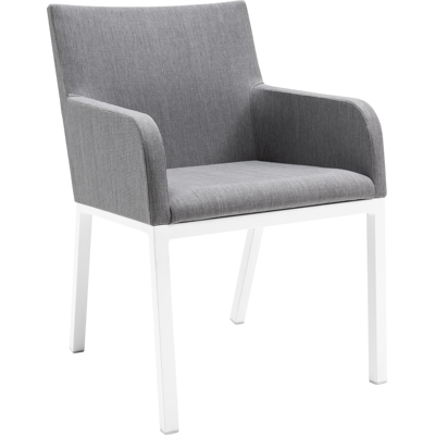 Puglia tuinset in wit aluminium en volkeramiek grijs tafelblad met 6 Rivo tuinstoelen