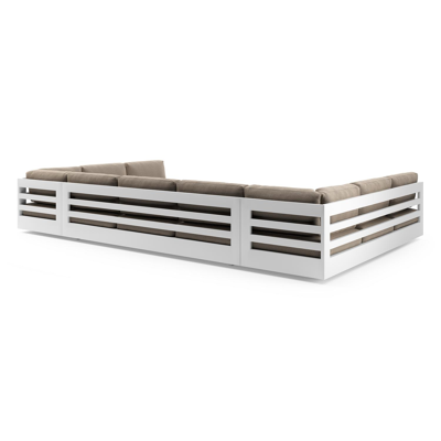 Como loungebank in wit aluminium met firenze earth all weather solica kussen