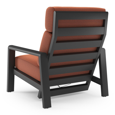 Cosenzo loungestoel in zwart aluminium met heritage rust all weather sunbrella® luxe kussen
