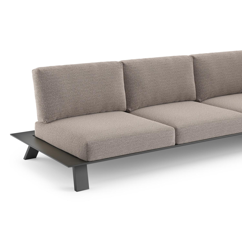 Cesano loungeset in zwart aluminium met wander granite all weather Sunbrella® luxe kussen