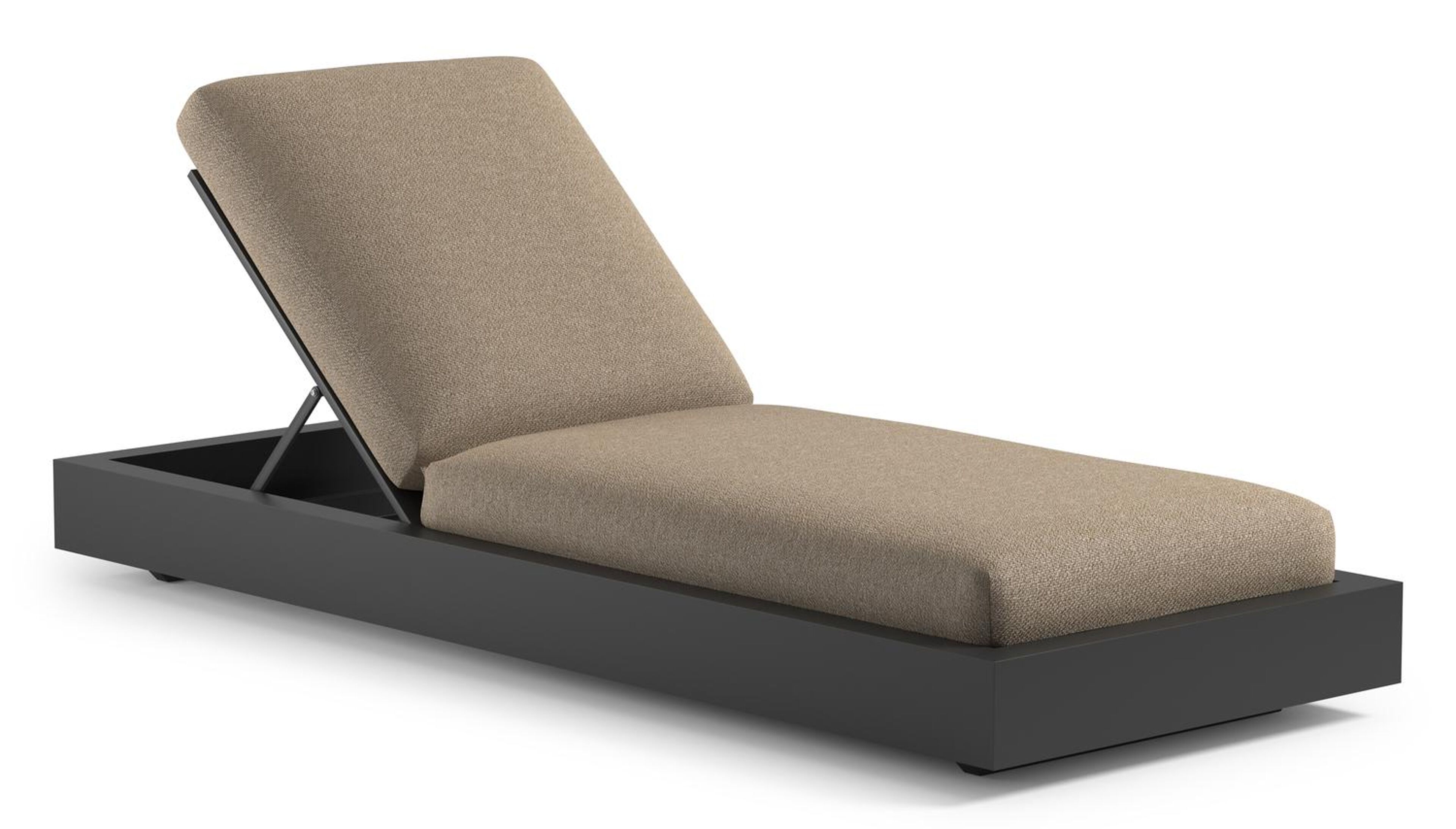 Como verstelbaar ligbed in zwart aluminium met madagascar oak all weather Cosytica kussen