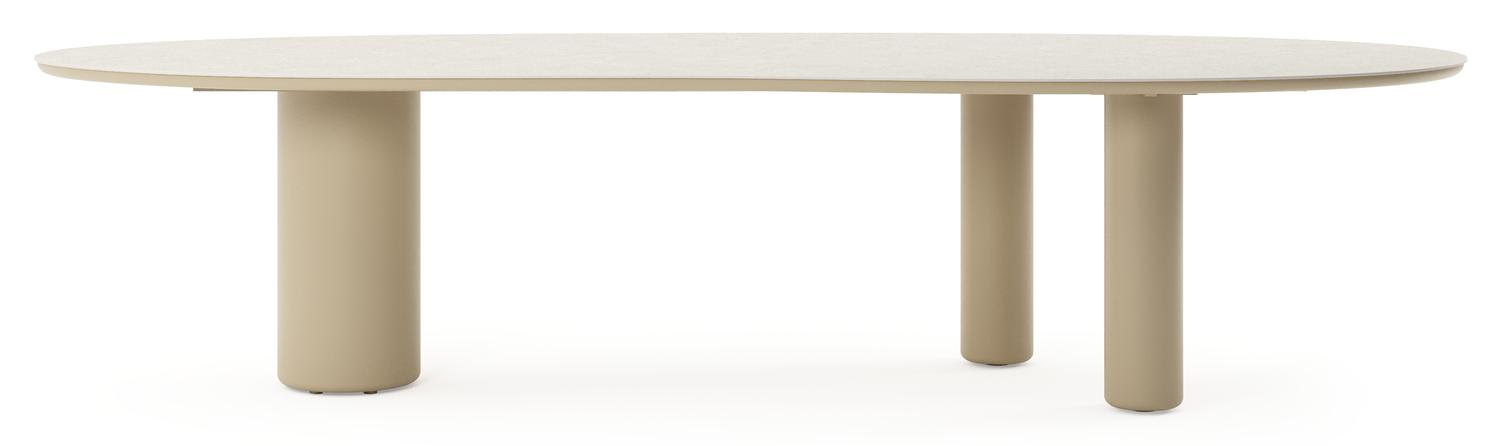 Amico tuintafel organisch in beige aluminium en volkeramiek Shilin - L 320 x B 120 x H 73.5 cm