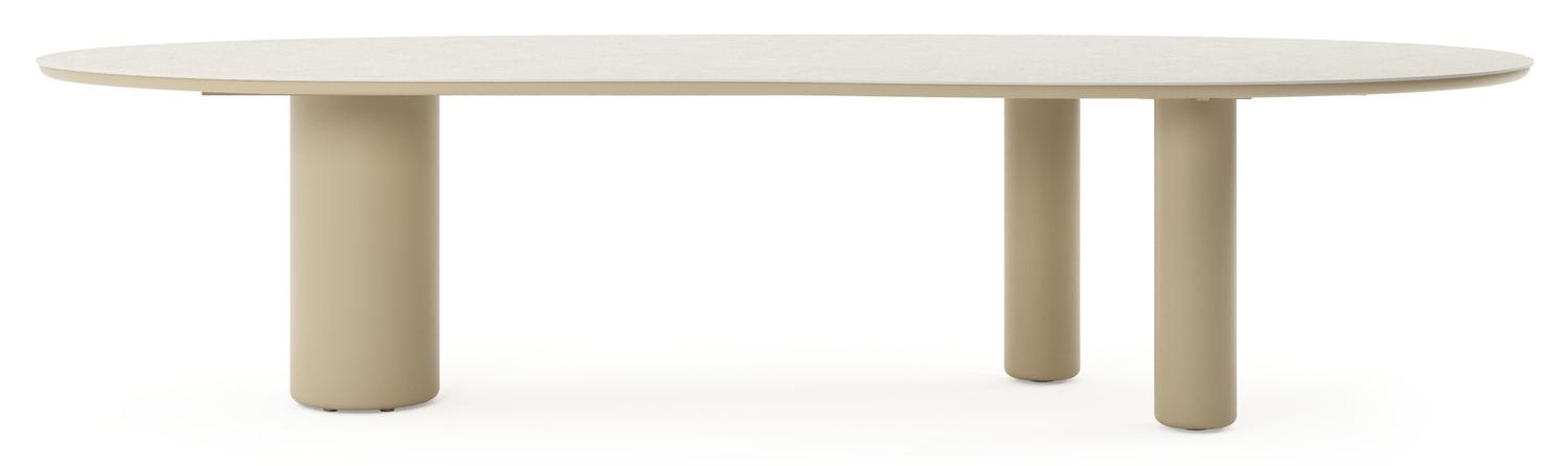 Amico tuintafel organisch in beige aluminium en volkeramiek Shilin - L 320 x B 120 x H 74 cm