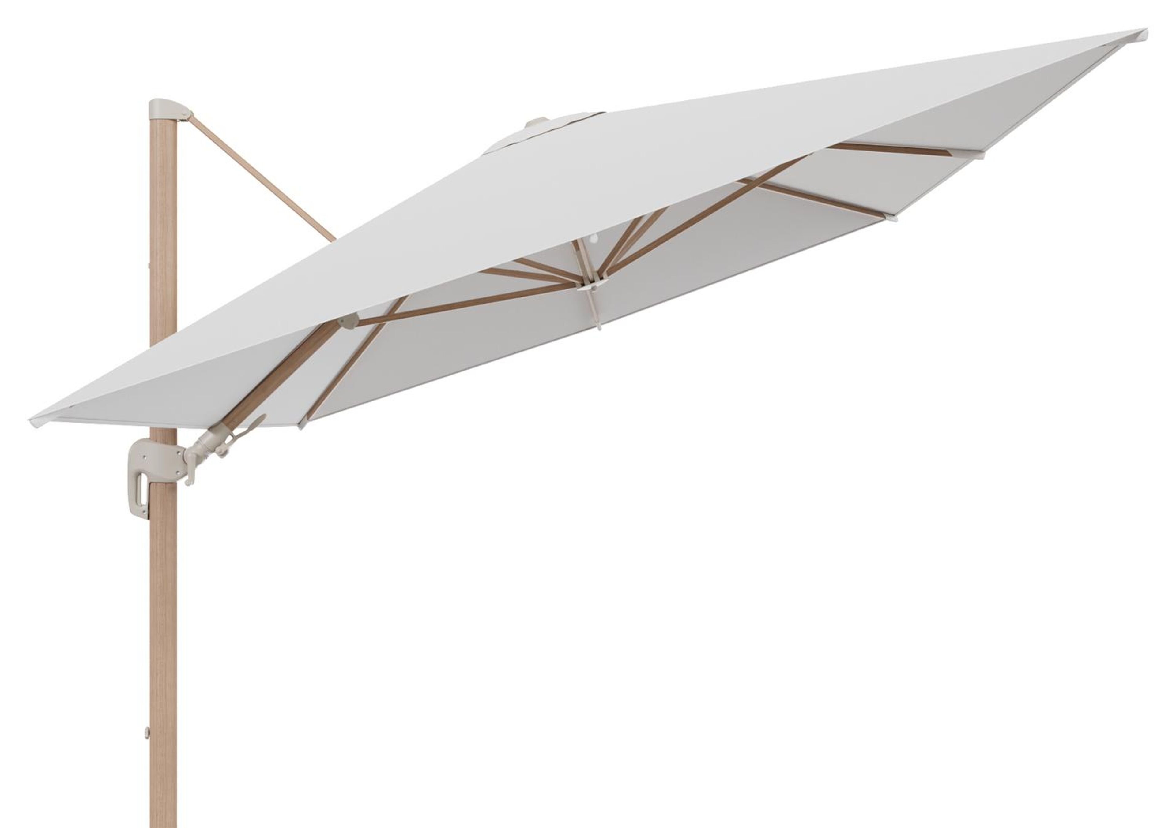 Rufina zweefparasol tiltfunctie in houtlook aluminium en parasoldoek in All Weather Solica Soul Optik  - L1 400 x L2 300 cm (zonder voet) (zonder voet)