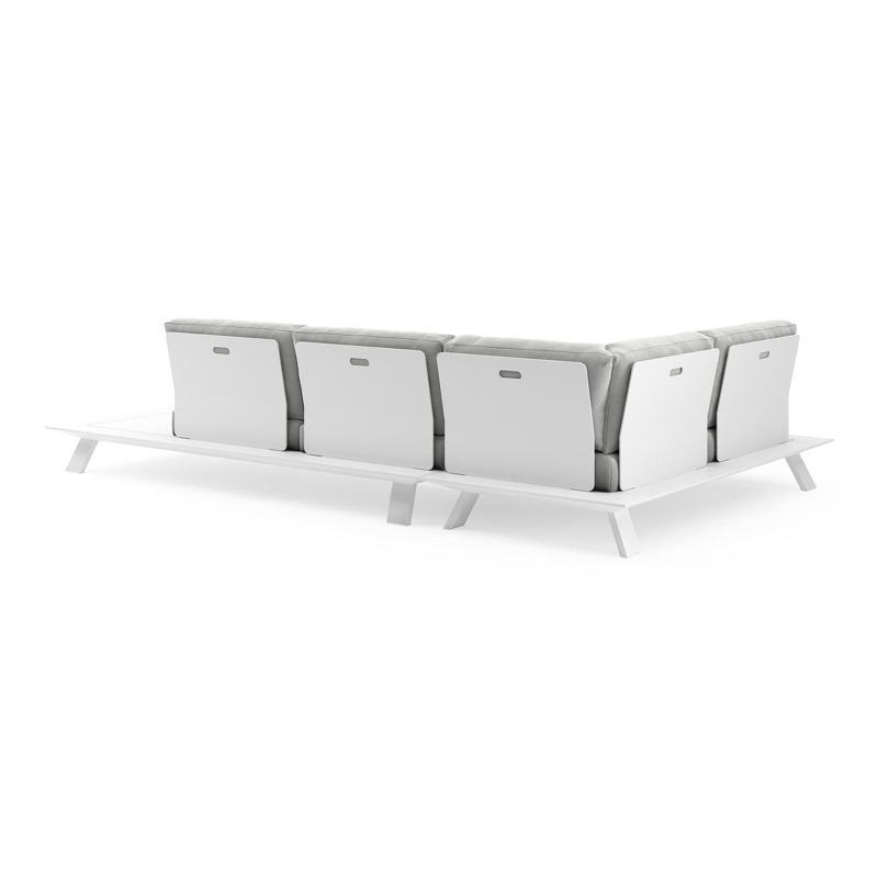 Cesano loungehoek in wit aluminium met natte grey chine all weather Sunbrella® luxe kussen