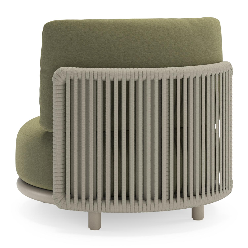 Lomano loungestoel in beige aluminium en beige verticaal geweven luxe vlakke rope met Heritage Leaf all weather sunbrellaÂ® luxe