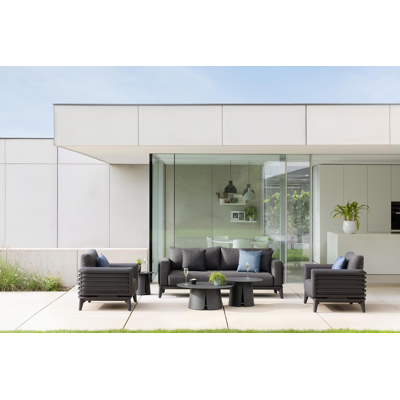 Mosa loungeset in zwart aluminium met natte sooty all weather sunbrella® premium kussens