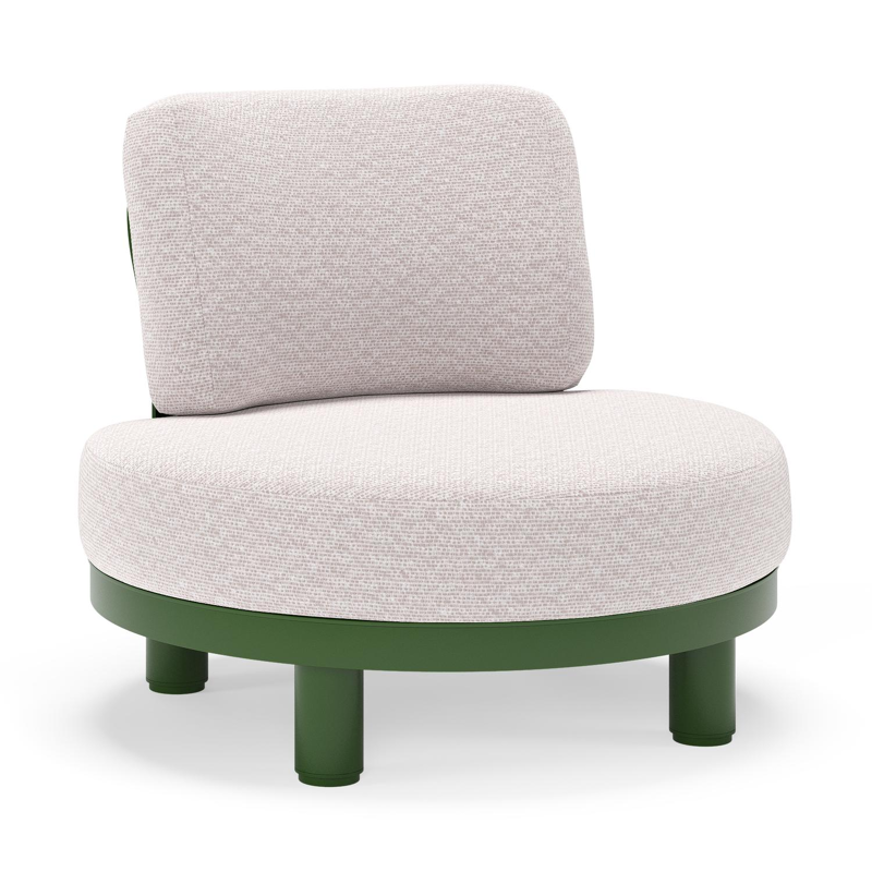 Donato loungestoel in groen aluminium met all weather sunbrella® luxe Wander Gobi kussen