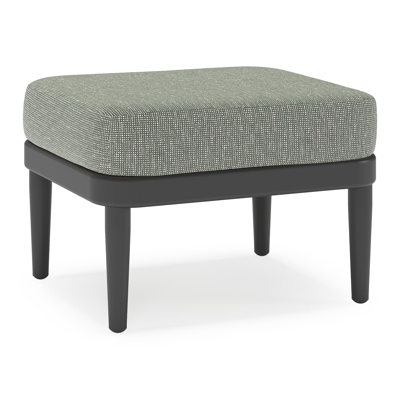Pouf Orso en aluminium noir et coussins en all weather sunbrella® luxe Slow Fern