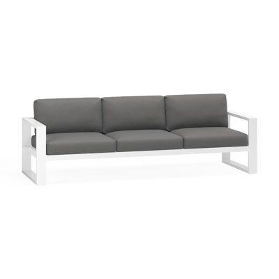 Verato loungebank 3-zit in wit aluminium met natte charcoal chine all weather sunbrella® luxe kussen