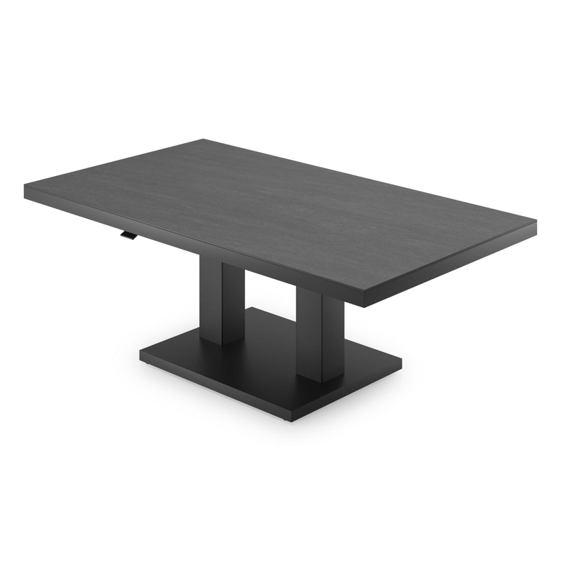 Cirello Pop up loungetafel in zwart aluminium en zwart volkeramiek - L 140 x B 80 x H 71,6 cm