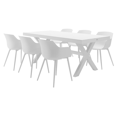 Bahia tuinset in wit aluminium met 6 Paco tuinstoelen