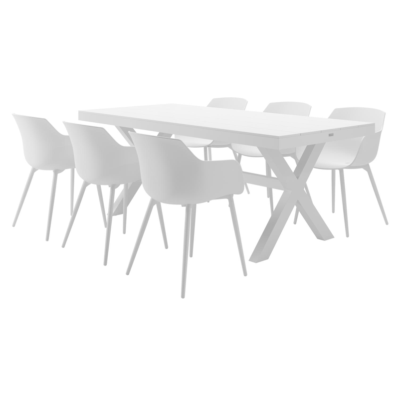 Bahia tuinset in wit aluminium met 6 Paco tuinstoelen