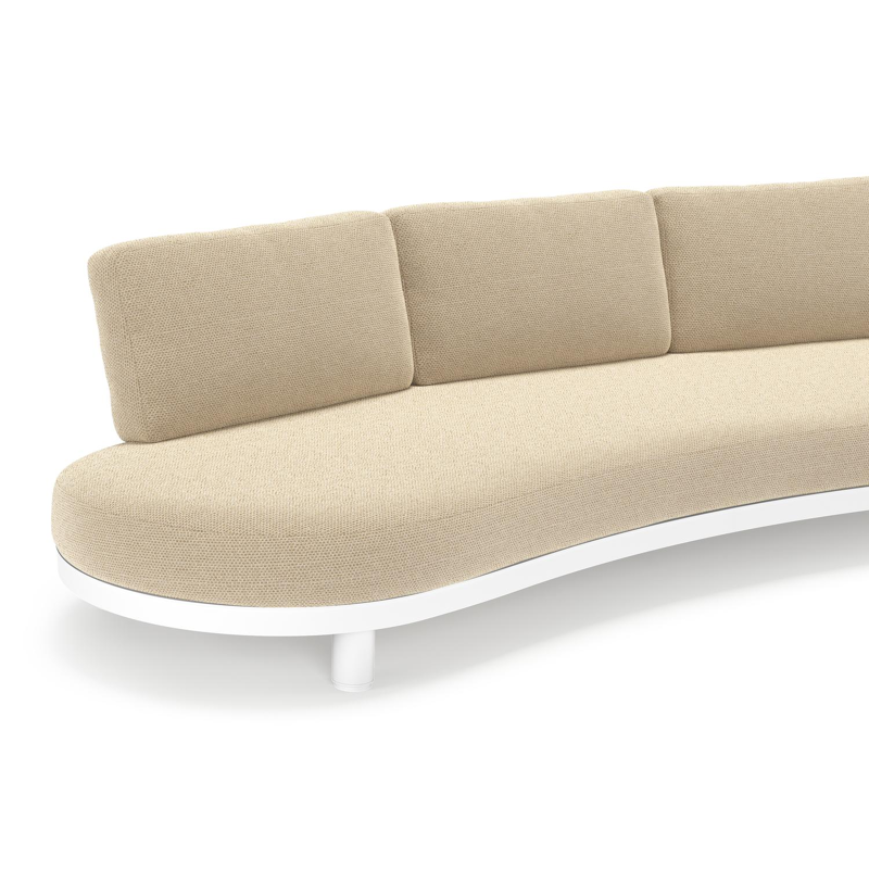 Canapé de jardin Donato en aluminium blanc et coussins en all weather cosytica Althea Camel