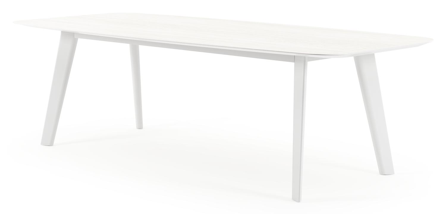 Lacrima tuintafel bootvorm in wit aluminium en volkeramiek calista - L 255 x B 115 x H 73 cm