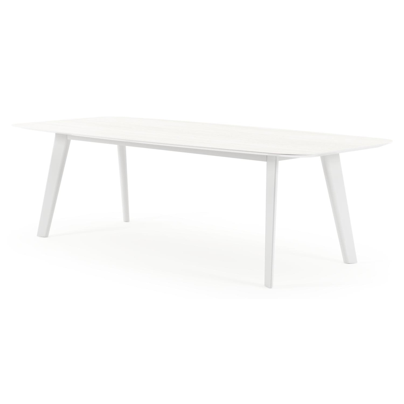 Lacrima tuintafel bootvorm in wit aluminium en volkeramiek calista - L 255 x B 115 x H 73 cm