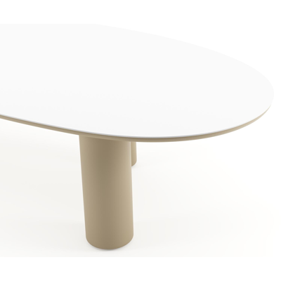 Amico tuintafel mango in beige aluminium en volkeramiek Arctic White - L 320 x B 140 x H 73.5 cm