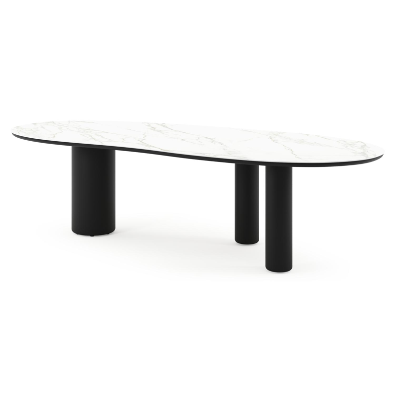 Amico tuintafel organisch in zwart aluminium en volkeramiek Calacatta - L 280 x B 120 x H 73.5 cm