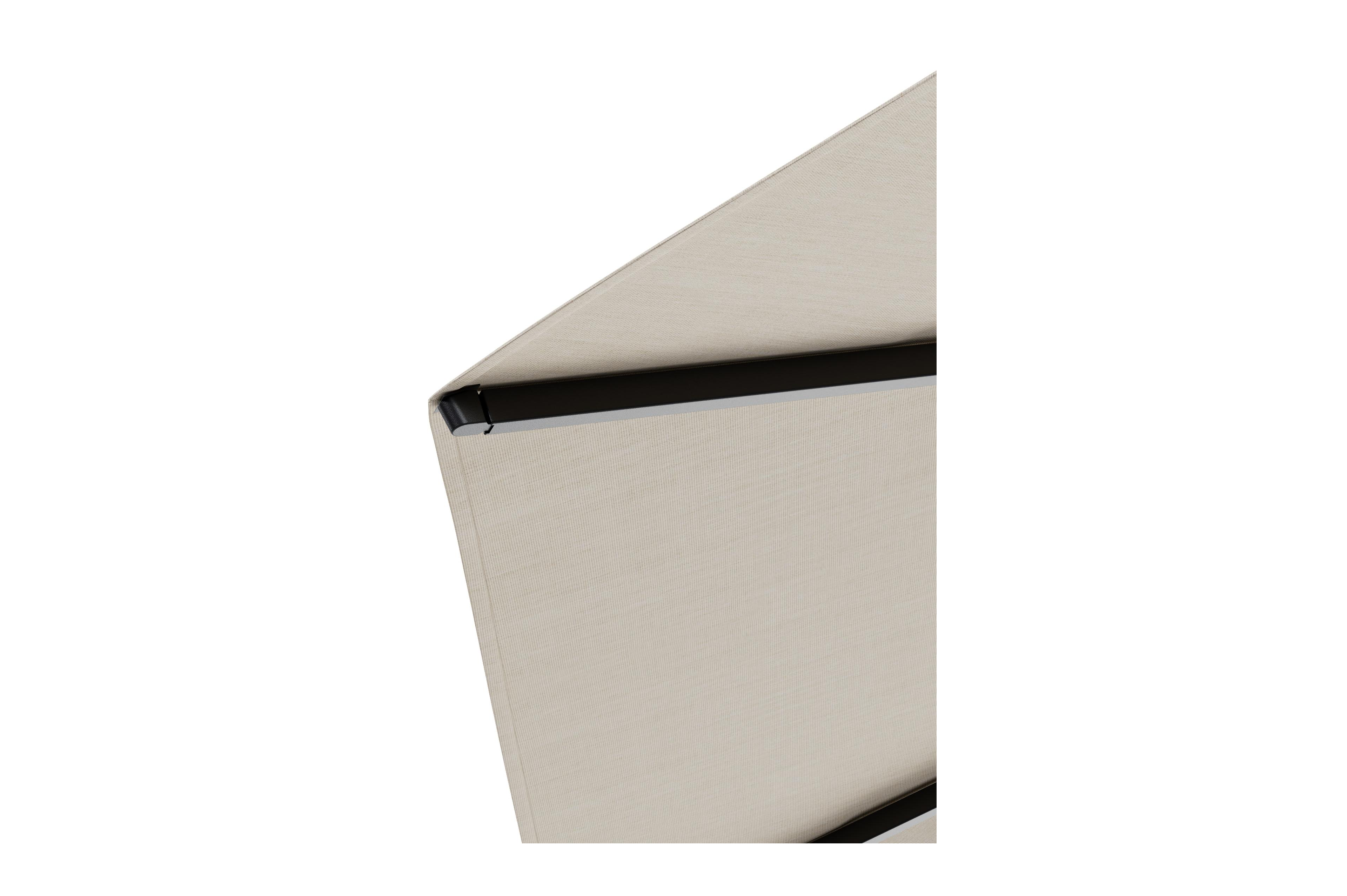 Umbria staanparasol in zwart aluminium met beige all weather sunbrella® premium parasoldoek - Dia. 250 cm met parasolvoet Plana 40 kg