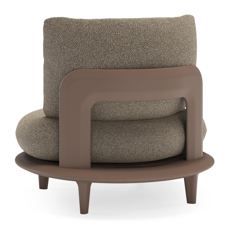 Bomero loungestoel in taupe aluminium met madagascar burch all weather cosytica kussen