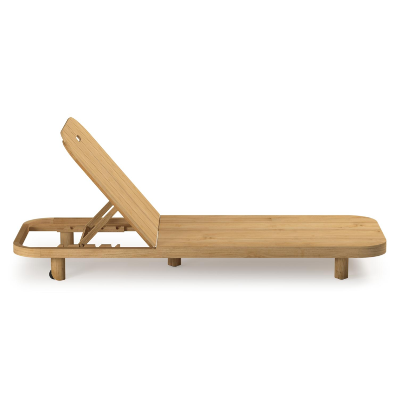 Chaise longue réglable Donato en teck avec All Weather Cosytica marbella beige coussin