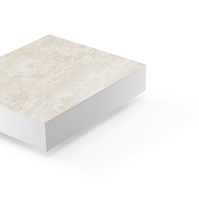 Como loungetafel rechthoekig in wit aluminium en volkeramiek Rapolano - L 70 x B 80 x H 20 cm