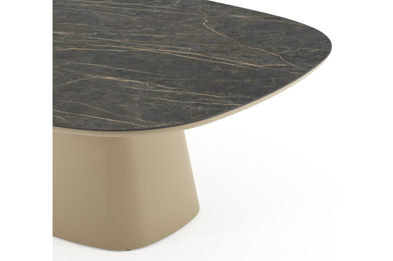 Amico tuintafel bombo xl in beige aluminium en volkeramiek Black Obsession - L 210 x B 148 x H 73.5 cm