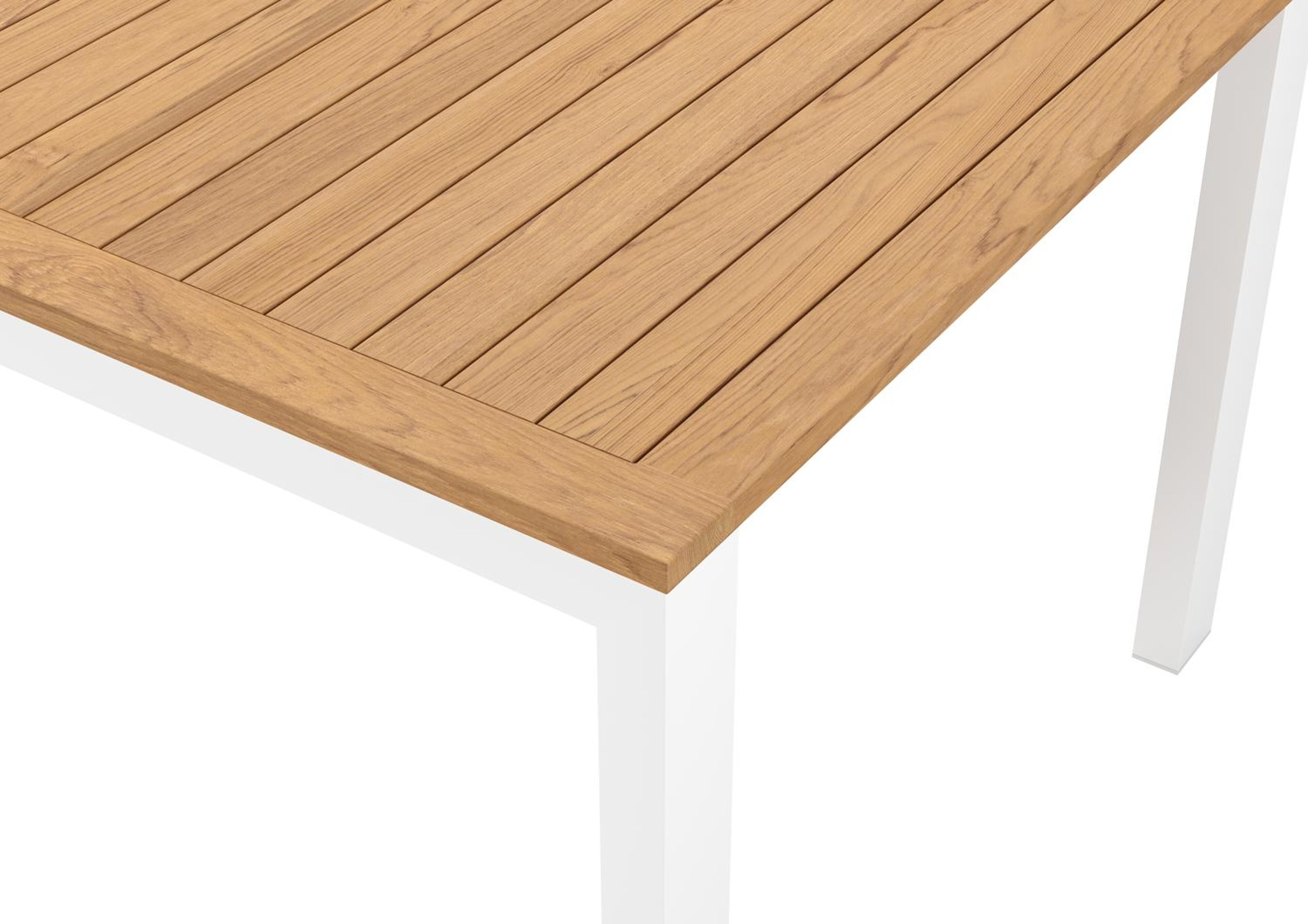 Trente tuintafel rechthoekig in wit aluminium en teak - L 270 x B 100 x H 73 cm