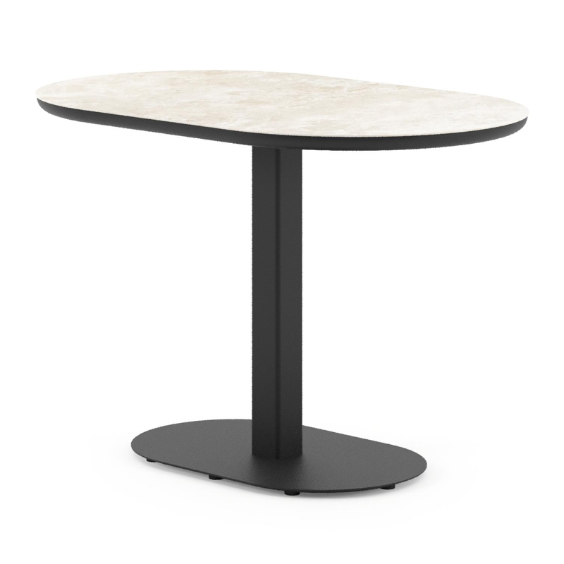 Table de jardin Teramo inclinable bombo en aluminium noir et céramique pleine Rapolano - Lg. 110 x Lrg. 70 x Haut. 74 cm