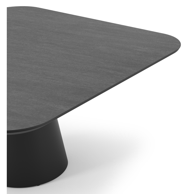 Donato tuintafel vierkant afgerond in zwart aluminium en volkeramiek basalt black - L 148 x B 148 x H 75 cm