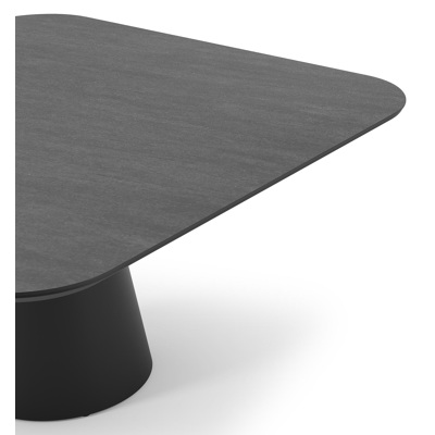 Table de jardin Donato carré arrondi en aluminium noir et céramique pleine basalt black - Lg. 148 x Lrg. 148 x Haut. 75 cm