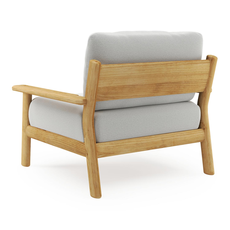 Amaro loungestoel in teak met natte grey chine all weather sunbrella® luxe kussen