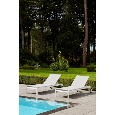 Set van 2 verstelbare Caravelle ligbedden in wit aluminium en grijs textileen