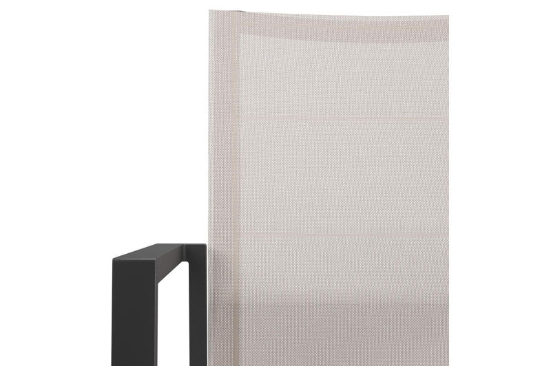 Cirello stapelbare tuinstoel in zwart aluminium en beige textilene