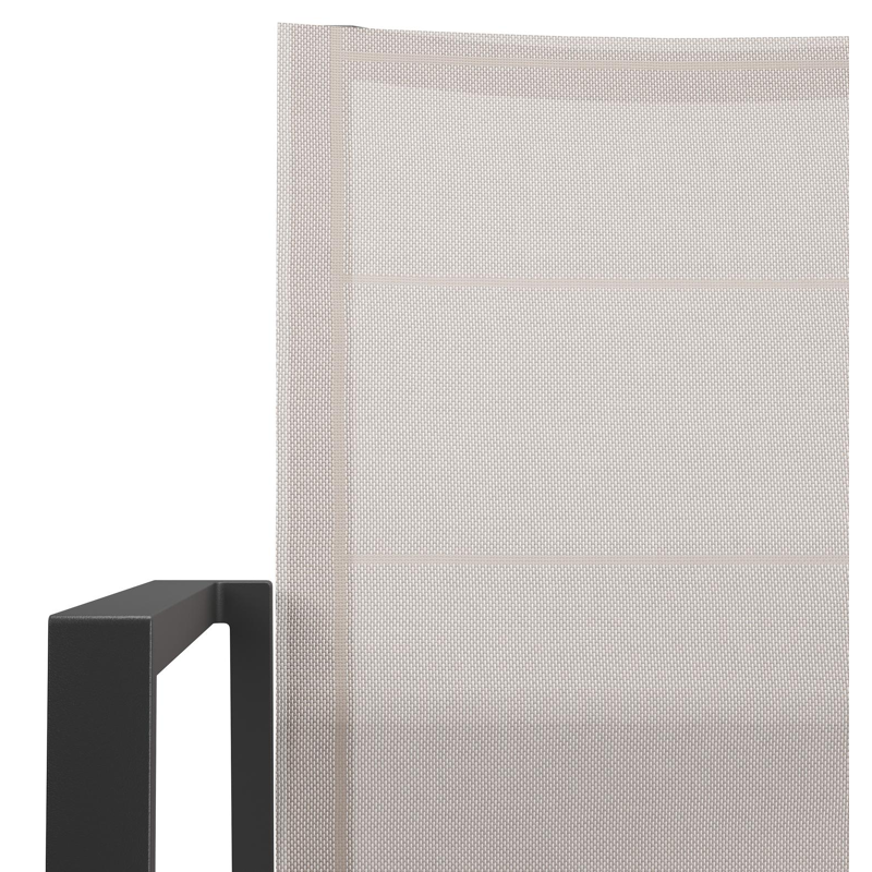 Cirello stapelbare tuinstoel in zwart aluminium en beige textilene