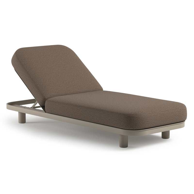 Chaise longue réglable Donato en aluminium beige avec All Weather Solica firenze bamboe coussin