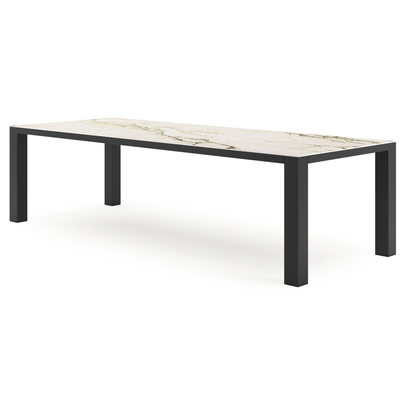 Nano tuintafel rechthoekig in zwart aluminium en volkeramiek colorado dunes - L 280 x B 110 x H 75 cm